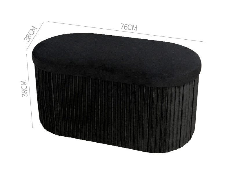 Portable Sturdy Oval Storage Stool - 30"×15"×15", Soft Dutch Velvet with Exquisite Pleating, Elegant Look, High Elasticity for Home Cozy Seating