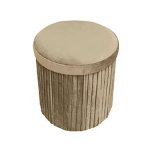 Sturdy & Comfortable Round Ruffled Dutch Velvet Storage Ottoman - 38cm Diameter x 38cm Height