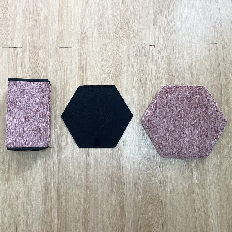Hexagon-Shaped Flannel Storage Stool – Durable Build, Effortless Folding & Quick Assembly, Perfect for Living Room and Bedroom Use