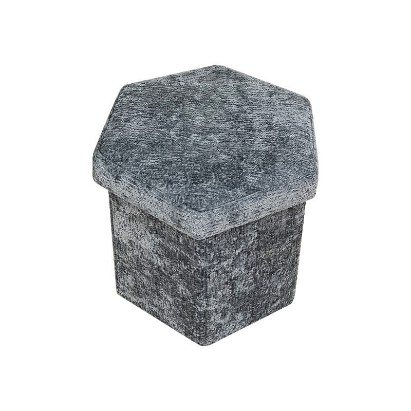 Hexagon-Shaped Flannel Storage Stool – Durable Build, Effortless Folding & Quick Assembly, Perfect for Living Room and Bedroom Use