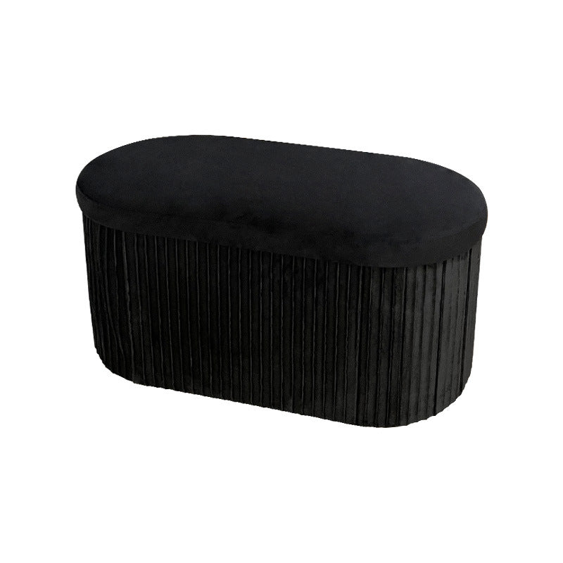 Portable Sturdy Oval Storage Stool - 30"×15"×15", Soft Dutch Velvet with Exquisite Pleating, Elegant Look, High Elasticity for Home Cozy Seating