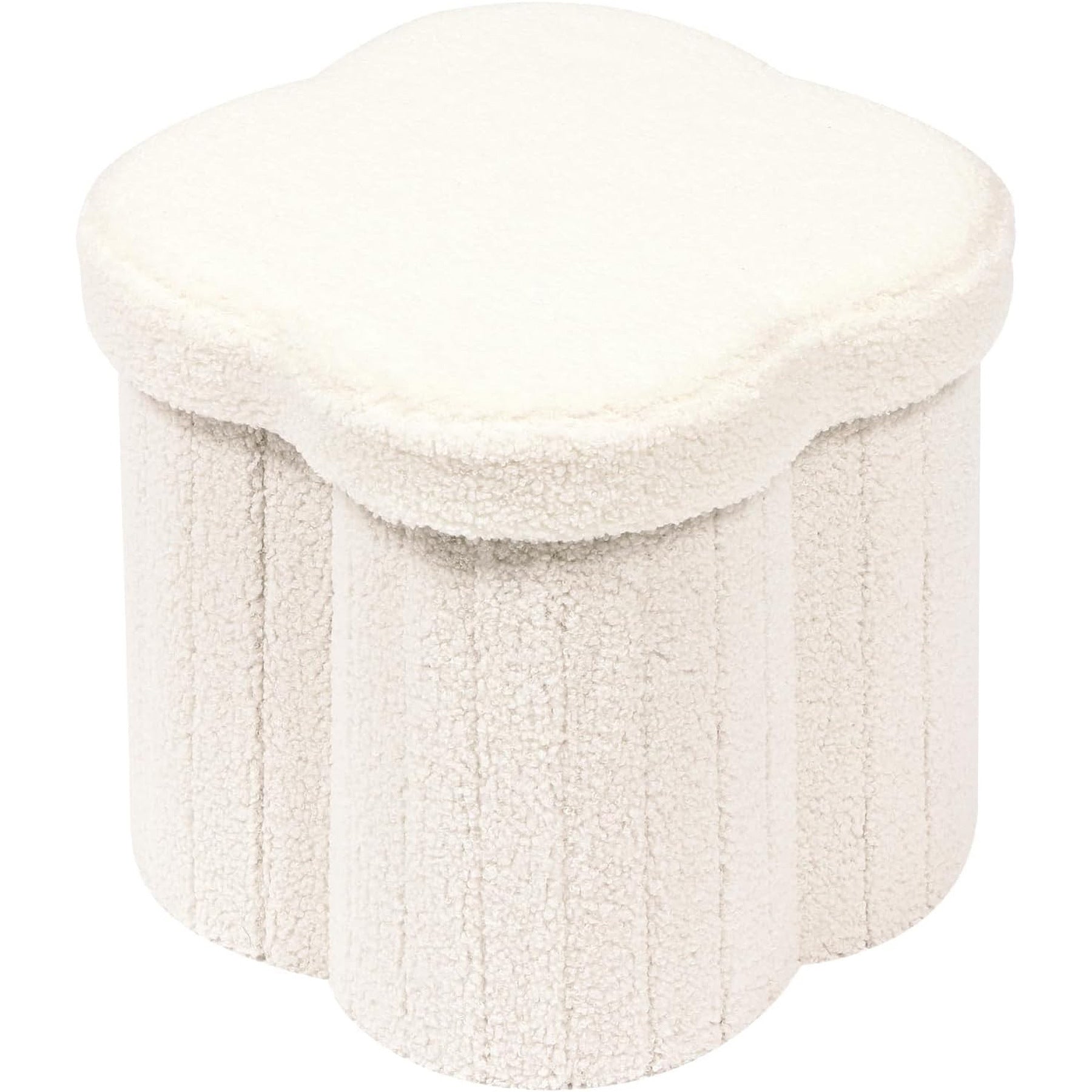 Soft Teddy Fleece Storage Stool with Clover Design – Durable Build, Effortless Folding & Quick Assembly for Living Room/Bedroom