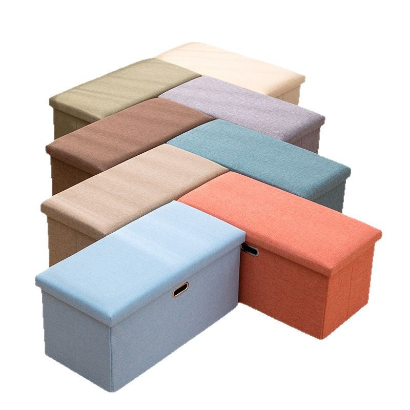 Large Foldable Storage Ottoman Bench with Handles – Durable Linen Fabric, Spacious Hidden Compartment, Perfect as Footrest, Extra Seating, or Entryway Bench for Small Spaces – Portable & Easy to Move
