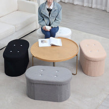 Elegant Oval-Shaped Storage Ottoman: Soft White Teddy Fleece Upholstery with 4 Sparkling Crystal Buttons for Home Decoration & Practical Use